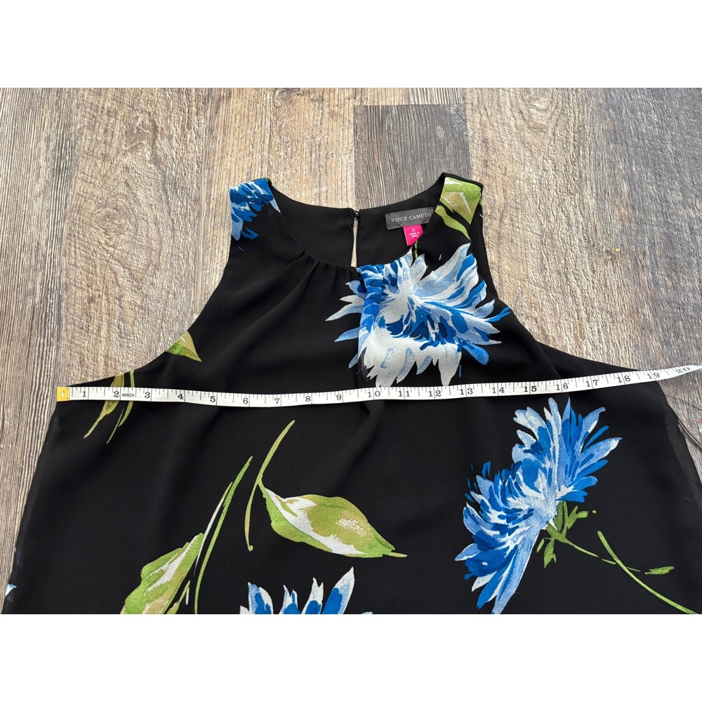 Vince Camuto Womens Floral Halter Neck Sleeveless Blouse Black Blue Small NEW - Picture 4 of 5